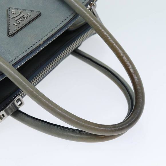 PRADA Hand Bag Leather 2way Gray Auth 72026 - Picture 7 of 16
